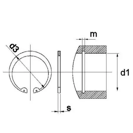 DIN 472 Poistný krúžok do diery 15 mm