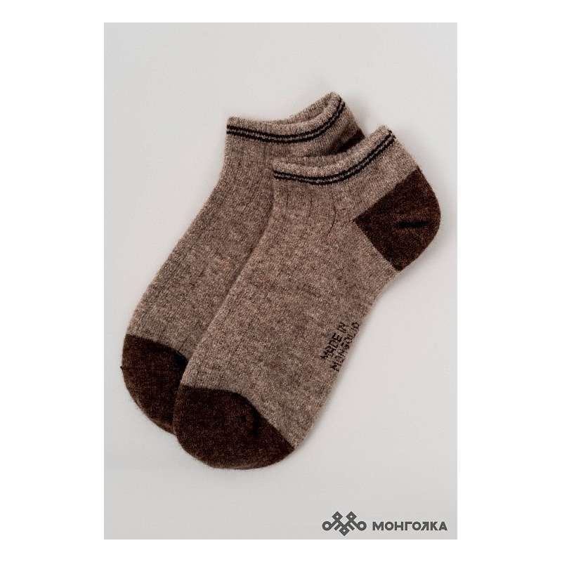 Funkčné ponožky členkové 100% mongolská vlna hnedé, veľkosť: 38-40