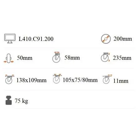 Transportné koliesko 200x50 mm pevná kladka L410.C91.200