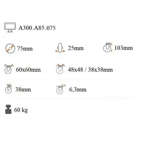 Prístrojové koliesko 75x25 mm otočná kladka A300.A85.075