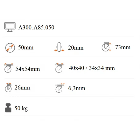 Prístrojové koliesko 50x20 mm otočná kladka A300.A85.050