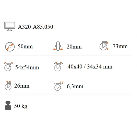Prístrojové koliesko 50x20 mm otočná kladka s brzdou A320.A85.050