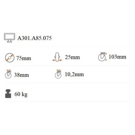 Prístrojové koliesko 75x25 mm otočná kladka A301.A85.075