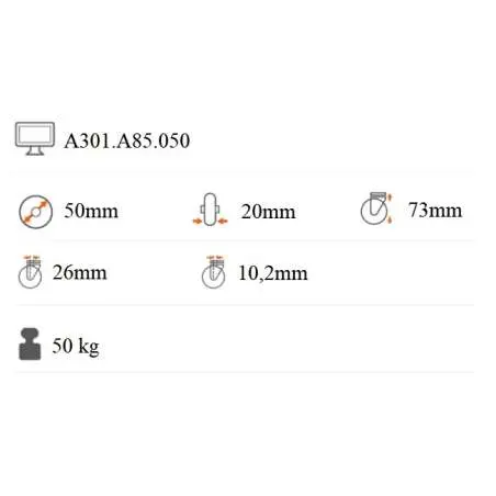 Prístrojové koliesko 50x20 mm otočná kladka A301.A85.050