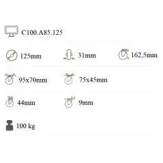 Prístrojové koliesko 125x31 mm na väčšie zaťaženie otočná kladka C100.A85.125