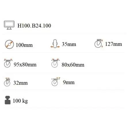 Teplovzdorné koliesko 100x35 mm otočná kladka H100.B24.100
