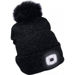 Čiapka s čelovým svetlom čierna trblietavá 4xLED EXTOL 43196