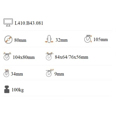 Transportné koliesko 80x32 mm pevná kladka L410.B43.081