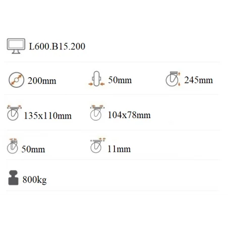 Ťažkotonážne koliesko 200x50 mm otočná kladka L600.B15.200