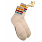 Ponožky zo 100% mongolskej vlny biele s farebnými pásmi