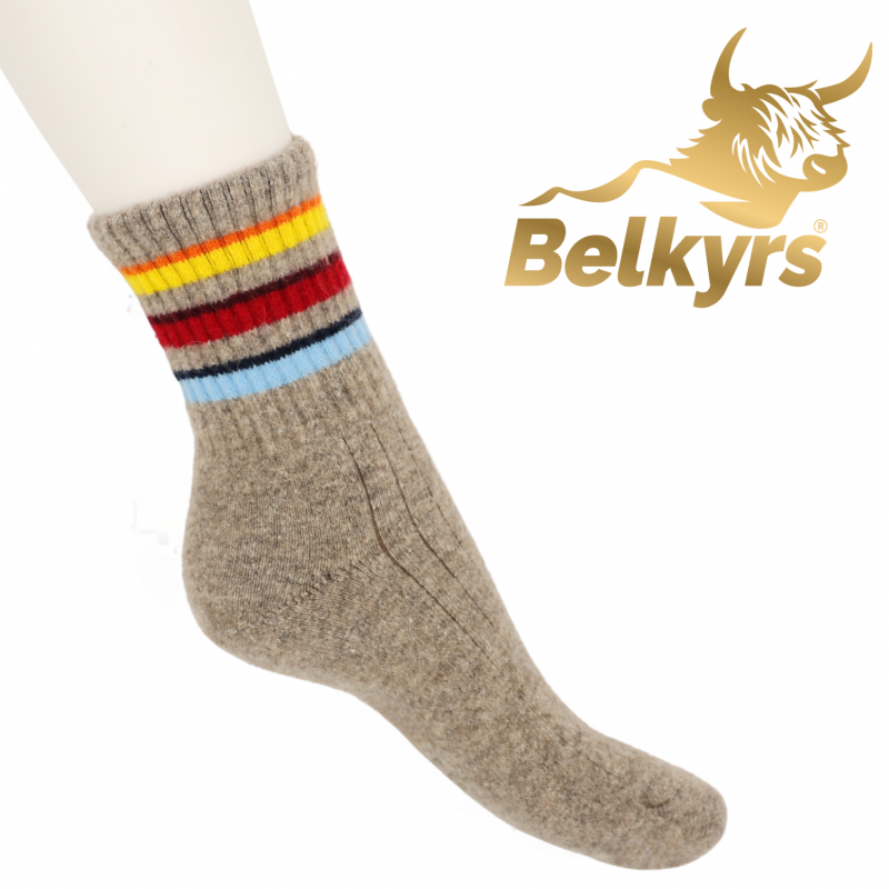 Funkčné ponožky zo 100% mongolskej vlny s farebnými pásmi