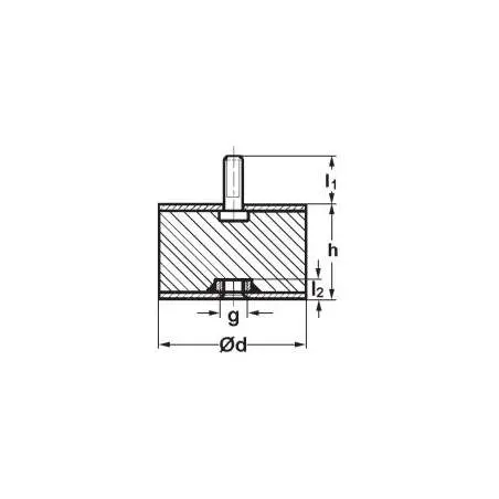 SILENTBLOK D30xHR25/M8x20, 30-25-2