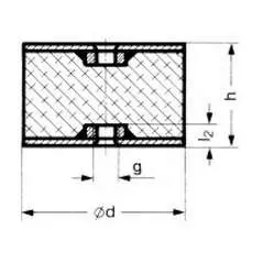 SILENTBLOK D50x30/M10x10, 50-30-3